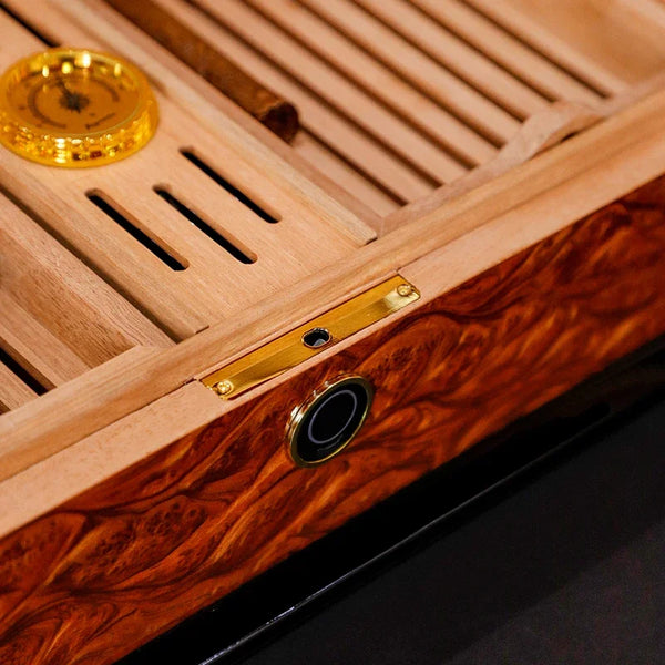GUEVARA Cigar Humidor Box Hygrometer Humidifier Portable Cigar Accessories Glass Window Cigarette Cedar Wood Case for Men GIft