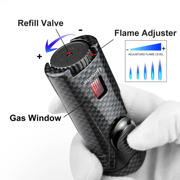 GUEVARA Cigar Set Luxury Single Jet Torch Cigar Lighter and Cutter Gift Suit with Portable Ashtray Accessories for Men Gift