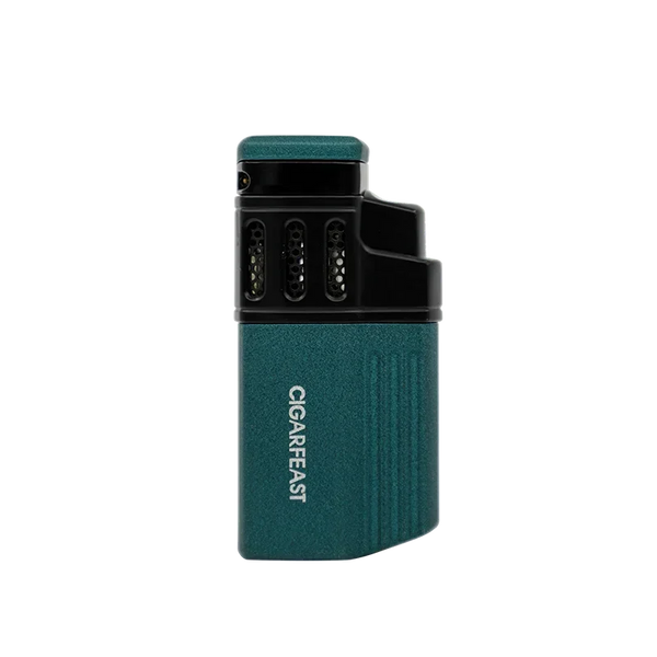 CIGARFEAST Windproof Triple Cigar Lighter Spray Gun 4 Jet Butane Refillable Gas Inflatable Smoke Accessories with Punch