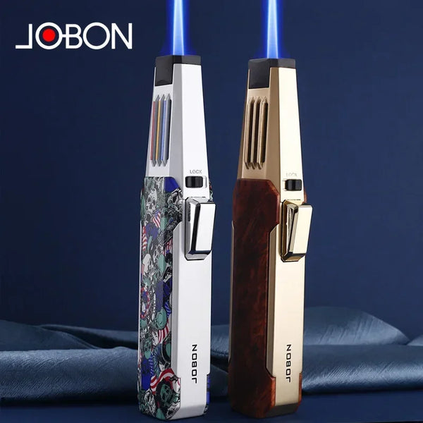 JOBON Jet Pen Spray Gun Torch Gas Lighter Windproof Metal Cigar Outdoor Kitchen BBQ Lighter Straight Flame Gadget Man
