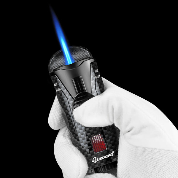 GUEVARA Cigar Set Luxury Single Jet Torch Cigar Lighter and Cutter Gift Suit with Portable Ashtray Accessories for Men Gift