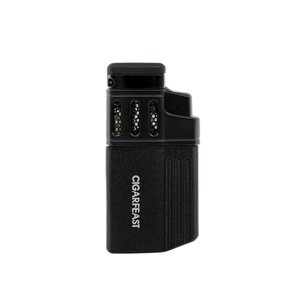CIGARFEAST Windproof Triple Cigar Lighter Spray Gun 4 Jet Butane Refillable Gas Inflatable Smoke Accessories with Punch