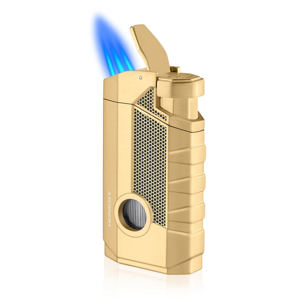 Triple Jet Flame Cigar Torch Lighters with Hole Punch Refillable Butane Refillable Windproof Men Gift Smoke Accessories