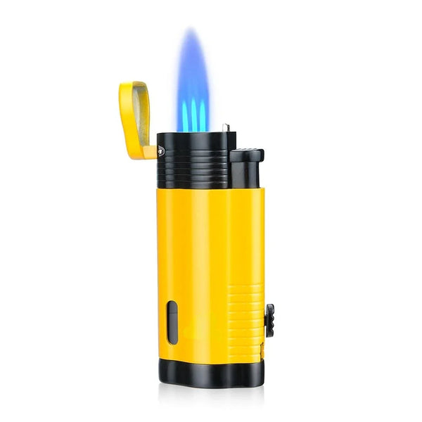 Metal Cigar Cigarette Tobacco Lighter 3 Torch Jet Flame Refillable With Punch Smoking Tool Accessories Portable Gift Box