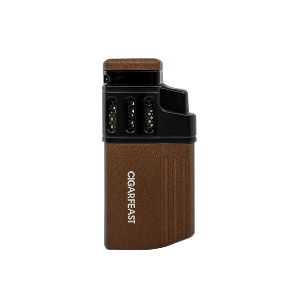 CIGARFEAST Windproof Triple Cigar Lighter Spray Gun 4 Jet Butane Refillable Gas Inflatable Smoke Accessories with Punch
