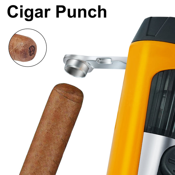 Cigar Torch Lighters Double Jet Butane Refillable Lighter with Punch Windproof Lighter Without Gas