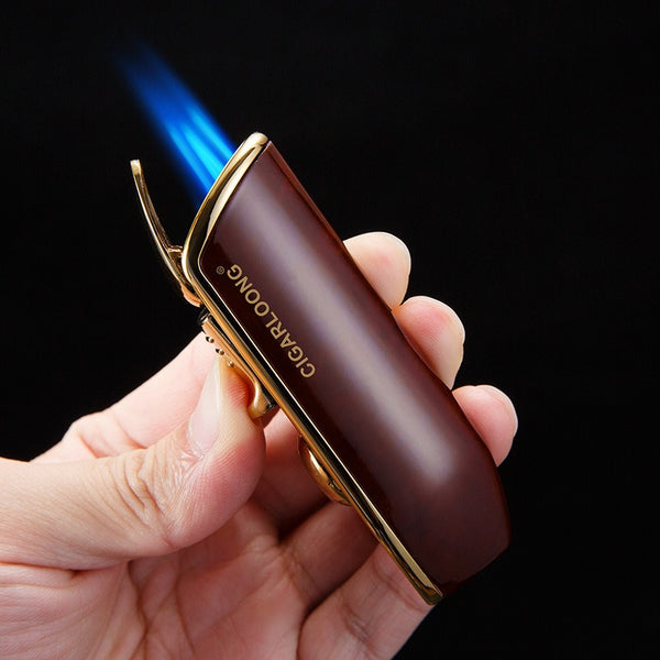 COHIBA Metal Windproof Mini Pocket Cigar Lighter 3 Jet Blue Flame Torch Cigarette Lighters With Cigar Punch Gift Box