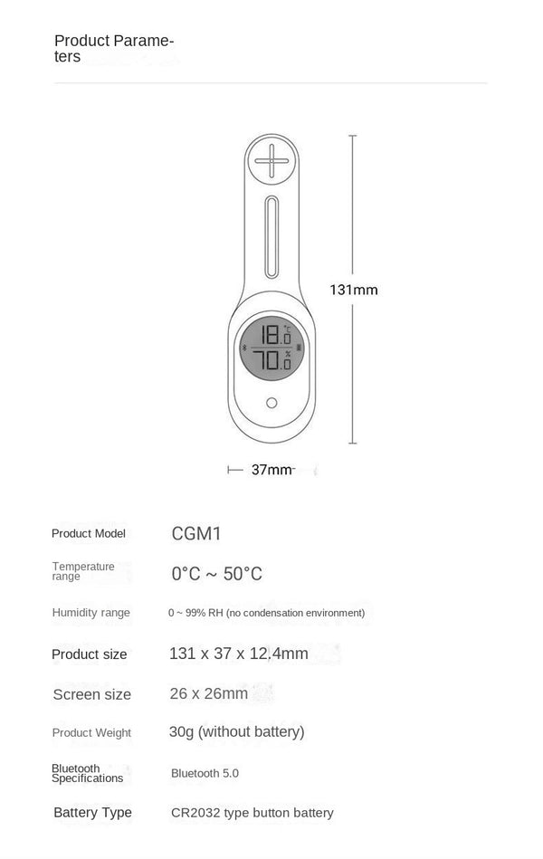 Cigar Hygrometer Guitar Portable Bluetooth Thermohygrometer Indoor Home Thermometer