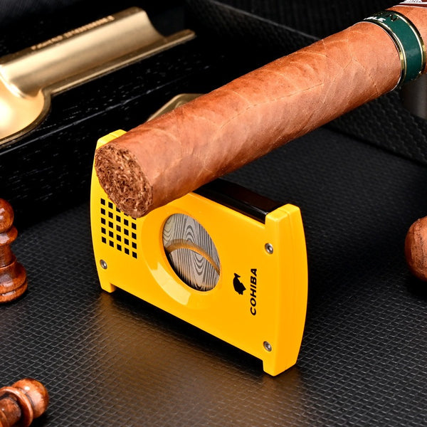 CIGARLOONG Cigar Cutter Stainless Steel Checkered Open Closed Sharp Manual Breaker Smoking Accessories Gift for Men