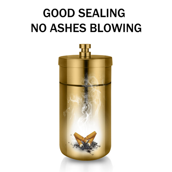 cgaplus Car Ashtray with Lid Smell Proof Stainless Steel Portable Ash Tray for Car Cup Holder Detachable Windproof Extinguished Cigarette Bucket Automotive Ashtrays for Outdoor Home Office