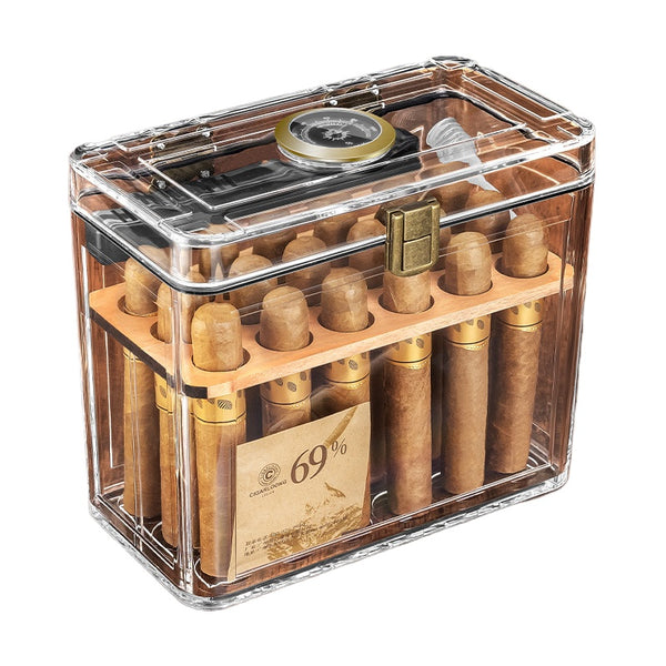 Large Cigar humidor Acrylic Humidor Large Capacity Design Built-in Thermometer Moisture-proof Transparent Moisturizing Box