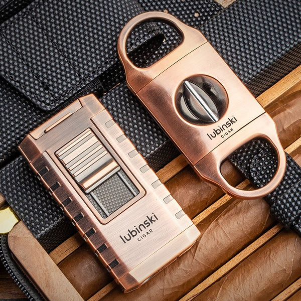 Multifunctional Portable Cigar Bag Rubinsky Python Leather Cigar Cutter Lighter Wine Pot Cigarette Case