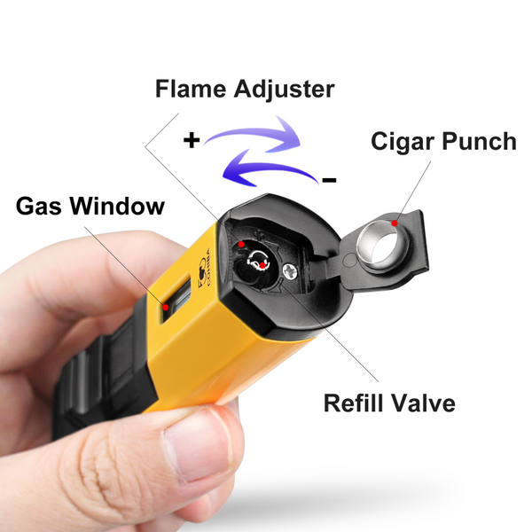 COHIBA 3 Jet Cigar Lighter Windproof Flame Butane Gas Torch Metal Lighter with Punch Cigarette Lighter Cigar Gadget