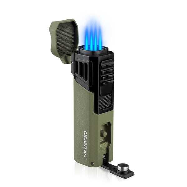 CIGARFEAST Cigar Cigarette Tobacco Lighter 4 Torch Jet Flame Refillable With Punch Smoking Tool Accessories Portable Gas Lighter