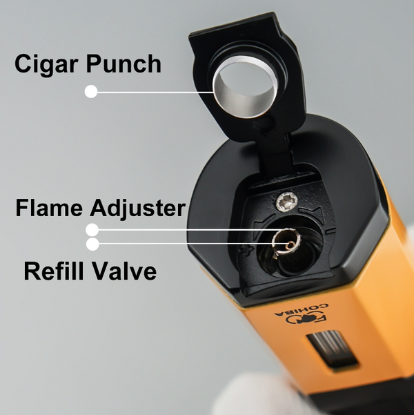 COHIBA Gift Box Cigar Lighter Cutter Set Windproof Torch Jet Flame Gas Butane Metal with Punch Mini Lighter Accessories set