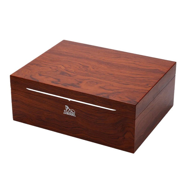LUBINSKI Cigar Humidor Cedar Wood Varnished Rosewood Cigar Cigarette Case Box with Hygrometer Smoking Accessories for Man