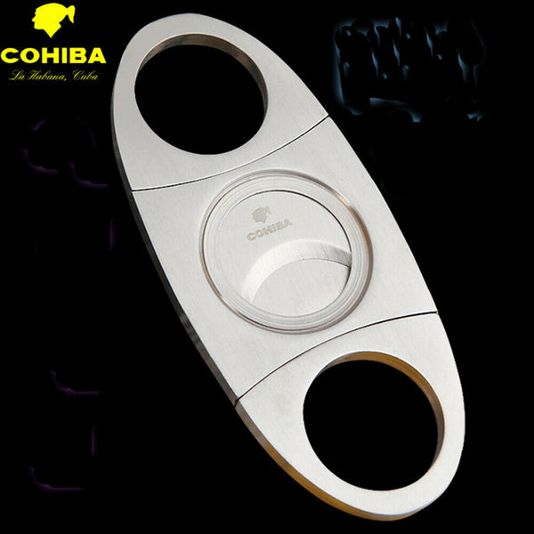 COHIBA Stainless Steel Cigar Cutter Guillotine Double Blades