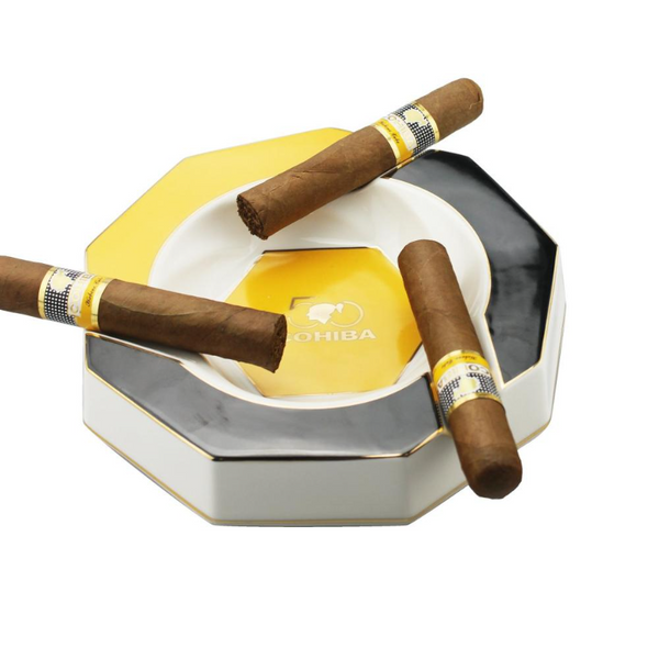 COHIBA Holder 3 Cigars Portable Ceramic Cigar Ashtray Cigarettes Large Rest Outdoor Tobacco Cigarette Ashtray