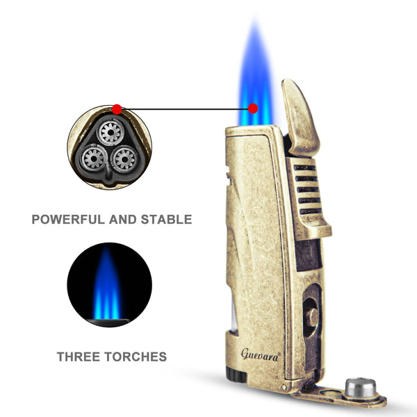 GUEVARA Torch Butane Lighters Fuel Refillable Lighter with Punch