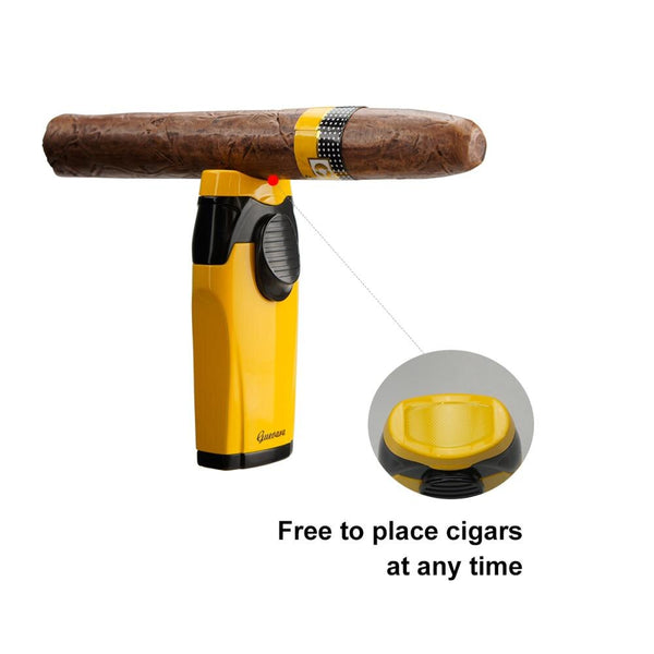 Guevara Cigar Cutter Lighter Windproof 2 Jet Flame Cigar Accessories set