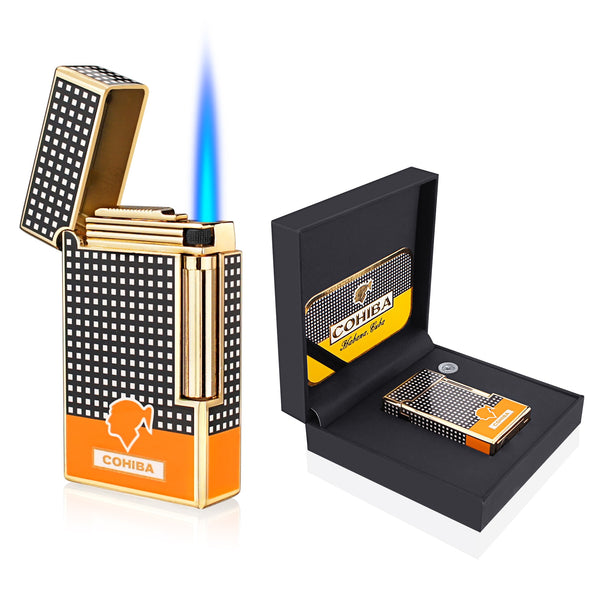 Cigar Lighter Torch Jet Flame Refillable Butane Gas Flintstones with Cigar Punch