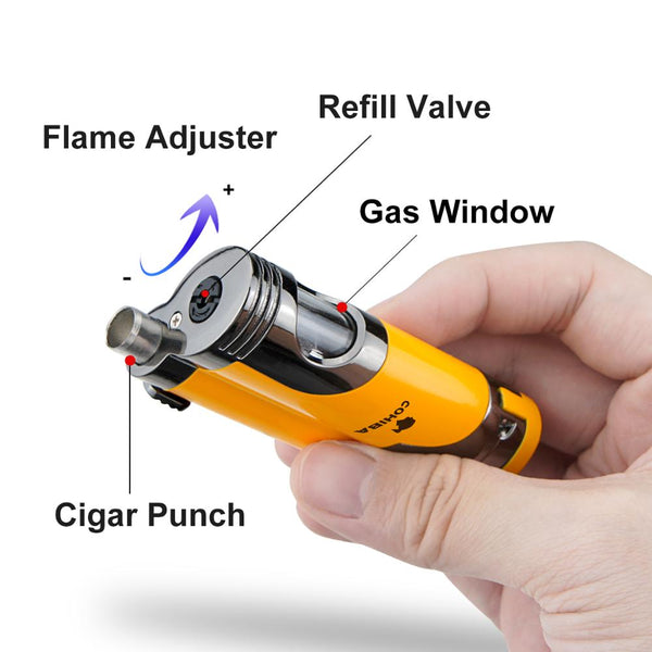 COHIBA Cigar Lighter Cutter Windproof 2 Torch Jet Flame