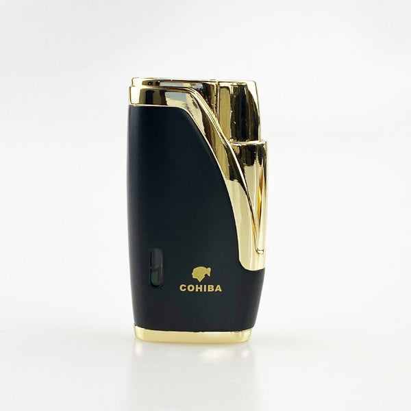 COHIBA Torch Lighter Pocket Cigar Lighter 2 Jet Butane Gas Cigarette Flame Lighters Metal Cigar Cigarette Tobacco Lighter