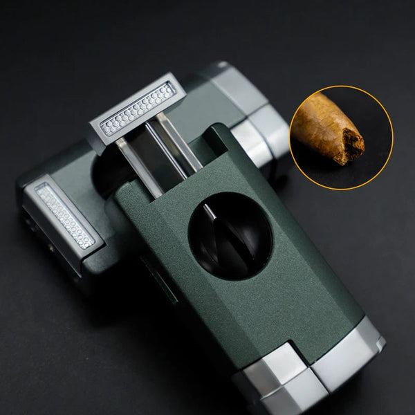 New Luxury Metal Triple Jet Flame Refillable Butane Torch Lighter with Cigar V Cutter
