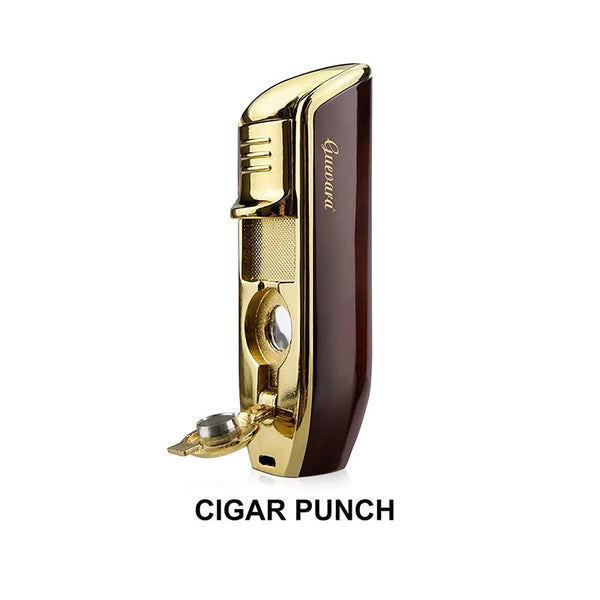 Guevara Cigar Set Lighter Cutter Triple Jet Flame Gas Butane Torch Lighters with Punch and Cutter Set Combination for Cigar