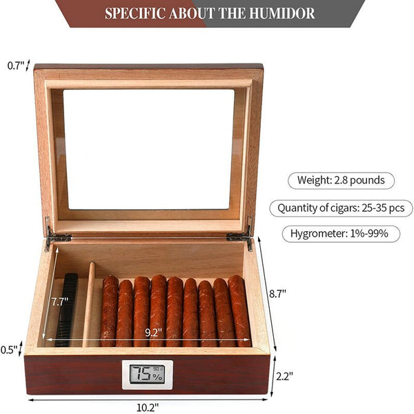 Guevara Cedar Wood Cigar Travel Humidor Box Portable Cigar Case W/ Humidifier Hygrometer Cigar Humidor Sigaren Box For Cigars