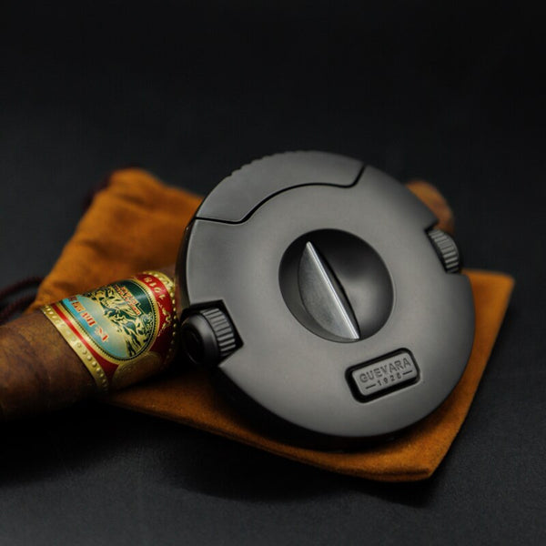 GUEVARA Metal Cigar Cutter V Cut Cigar Cutter Stainless Steel Cutters Gold Cut 62 Ring Gauge Cigar Accessories Guillotine for Gift Box