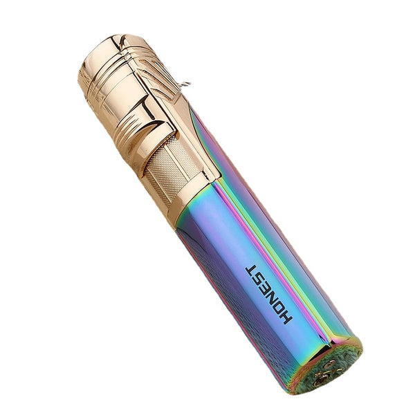 HONEST Metal Gas Butane Cigar Lighter Single Jet Torch Windproof Inflatable Lighter Cigar Accessories with Gift Box