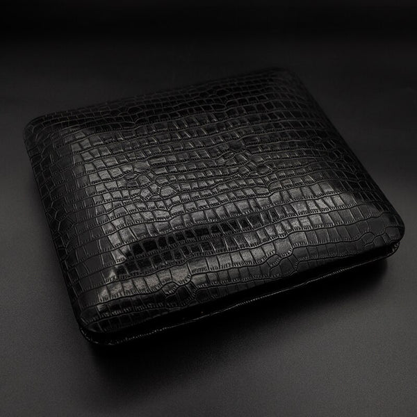 GUEVARA Luxury Leather Material Crocodile Pattern Travel Cigar Case Store 6 Cigars Humidor with Hygrometer Cigar Accessories