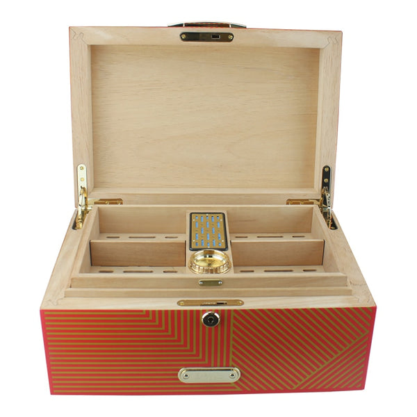 GUEVARA Cedar Wood Cigar Cedarwood Moisture Portable Cigar Case Humidifier Hygrometer Cigar Humidor Travel Humidor Box