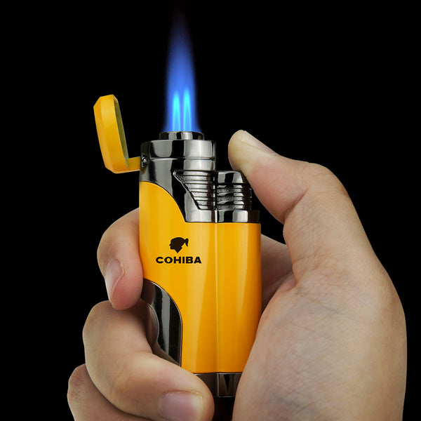 Cigar Lighter 2 Torch Jet Flame Refillable Lighter with Punch